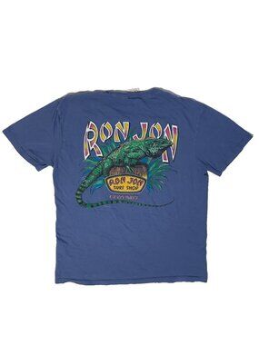 Vintage 90s Ron Jon Surf Shop Iguana Blue Surfer Skater Tshirt - M Tropical
